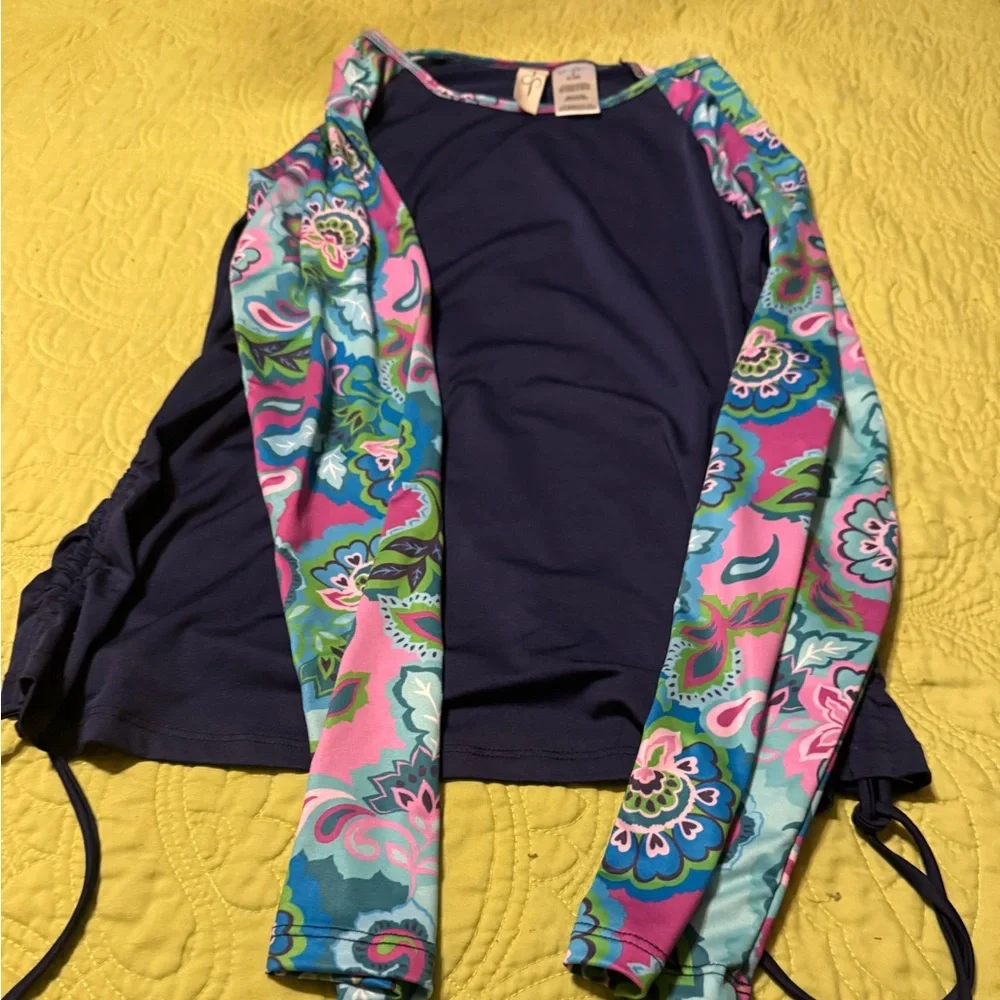 Jessica Simpson Navy and Multicolor Rash Guard - Picture 5 of 8
